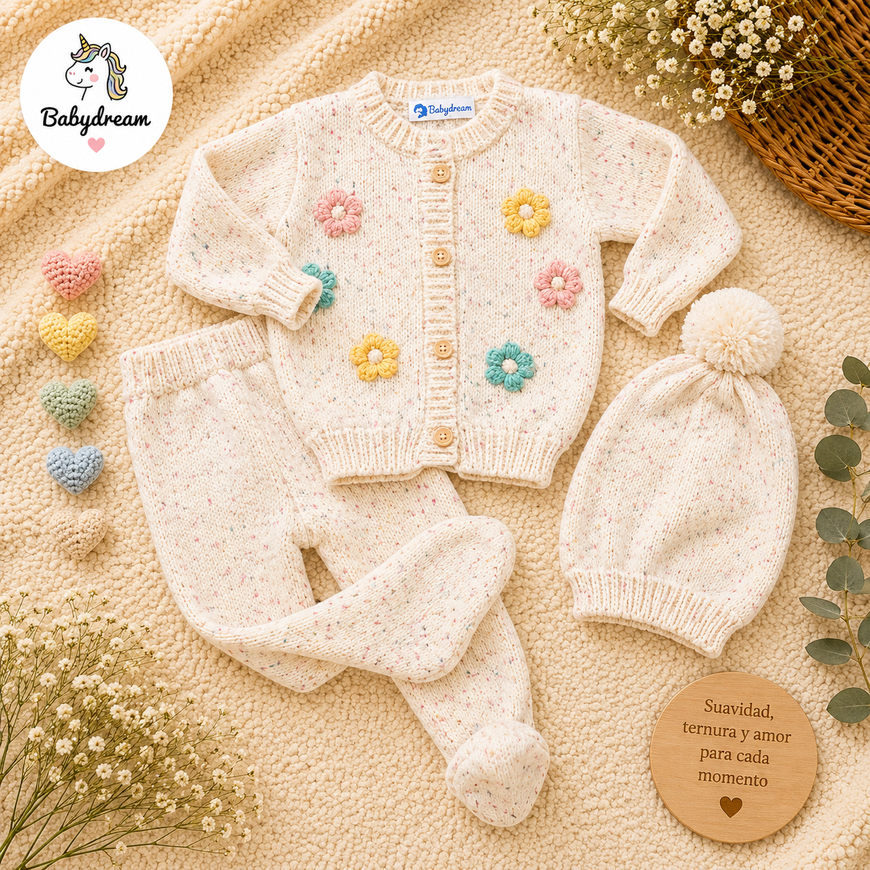 CONJUNTO DE FLORES JASPEADO
